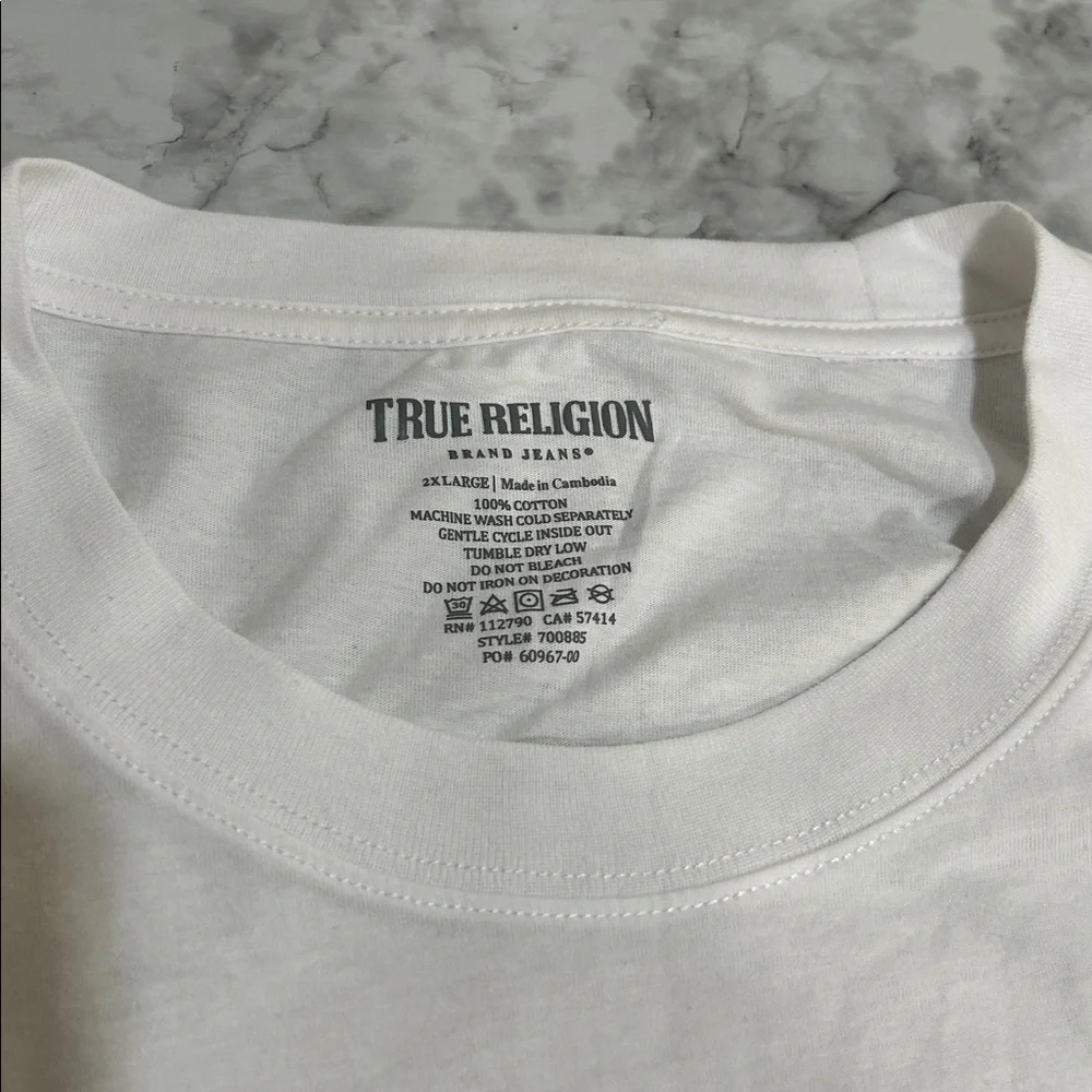 TRUE RELIGION MENS WHITE TEE WITH LOGO SHORT SLEEVE Sz XXL NEW